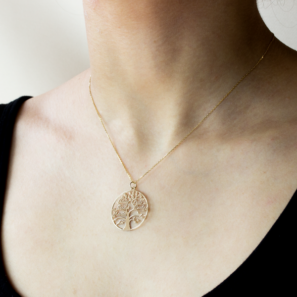 Collar con nombre Árbol Vida Oro