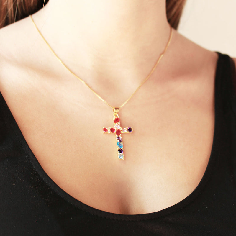 Collar  Alma Blue Cross Doré