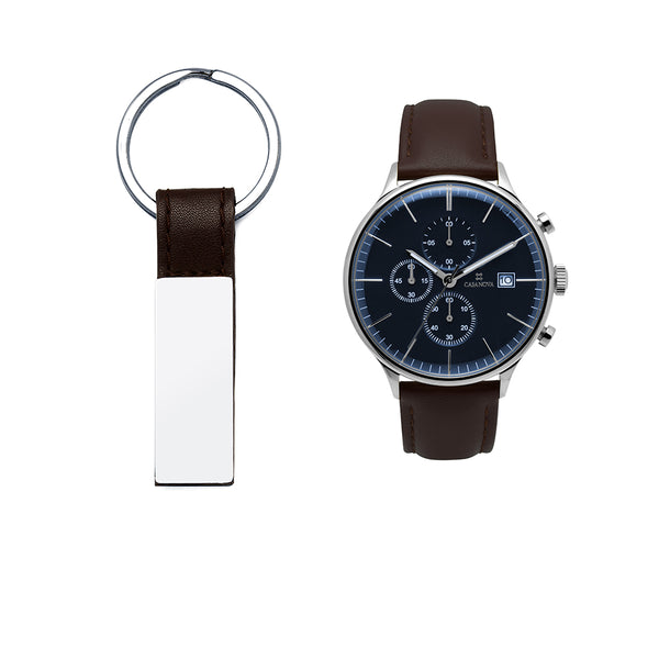 Pack Llavero y Reloj Hombre Acero