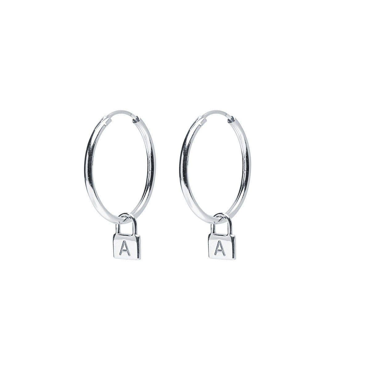 Pendientes Aro con inicial Candado Plata