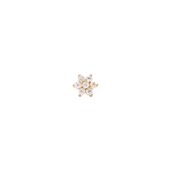 Pendiente piercing flor plata doré