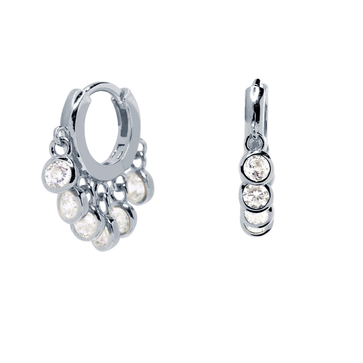 Pendientes aros mini charm circonitas Ø 10mm Plata