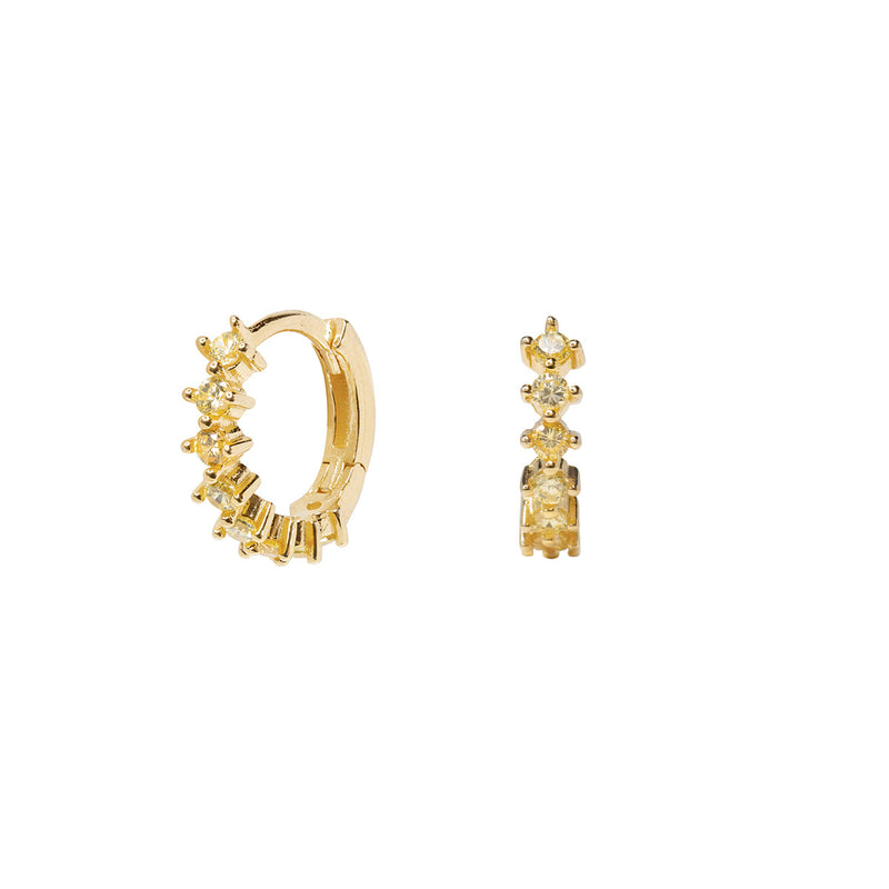 Pendientes aros mini circonita lima Ø 12mm Plata