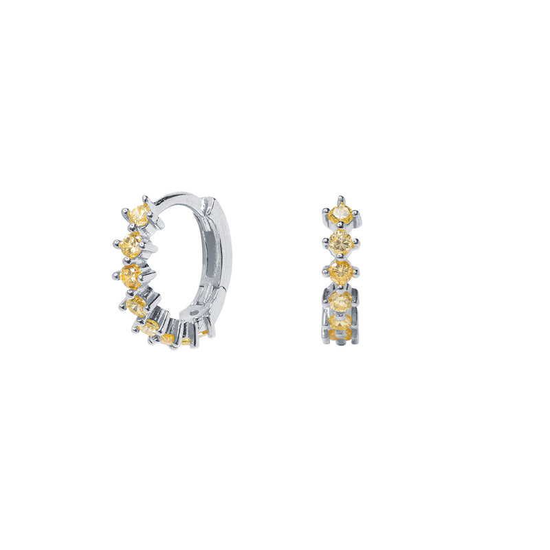 Pendientes aros mini circonita lima Ø 12mm Plata