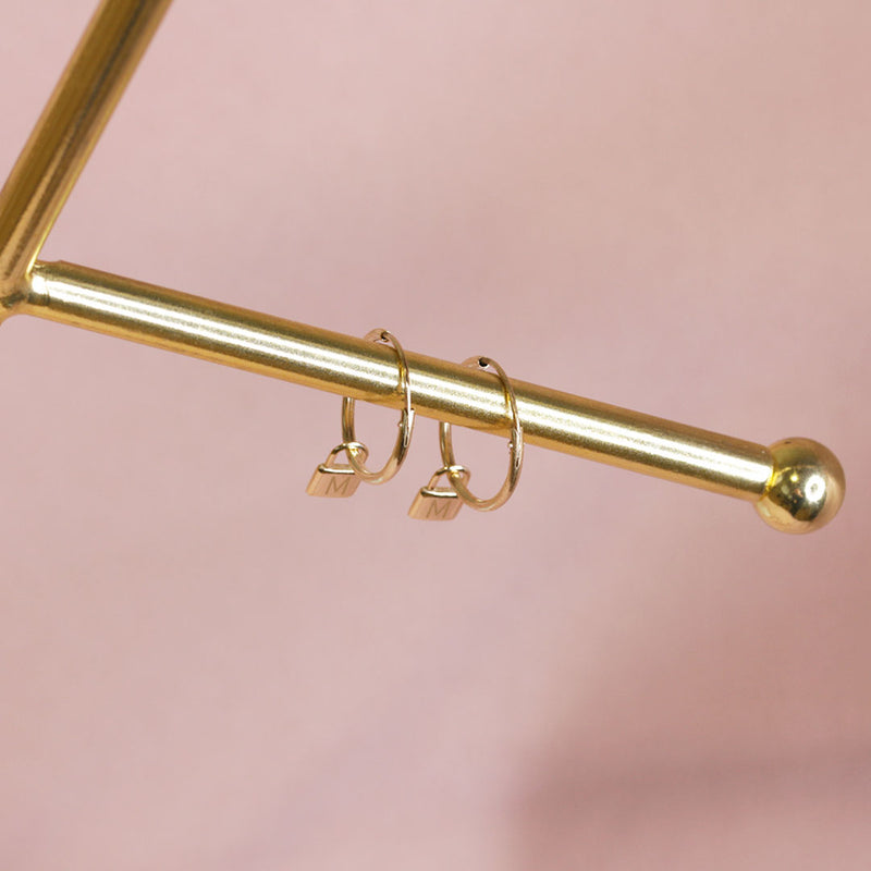 Pendientes Aro con inicial Candado Oro