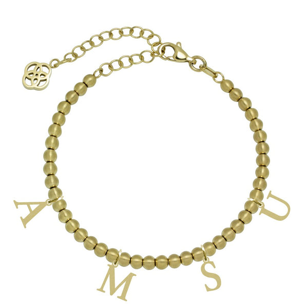 Pulsera con inicial 4 letras Acero Doré Vintage