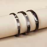 Pulsera de Acero y Piel Sintética Negra