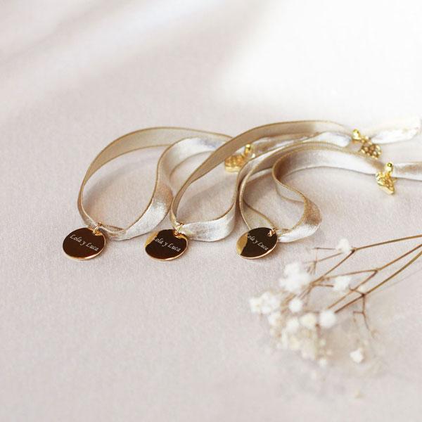 Pulsera Boda Testigos Terciopelo Plata Doré